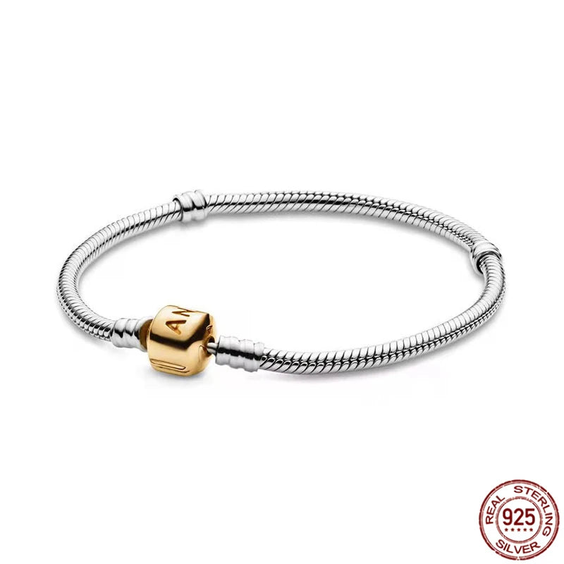925 Silver Bucket Buckle Bracelet for Women DIY Jewelry