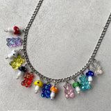 Resin Candy Cartoon Bear Mushroom Necklace