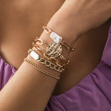 Punk Metal Hollow Claw Chain Bracelet Set for Women