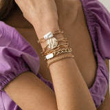 Punk Metal Hollow Claw Chain Bracelet Set for Women