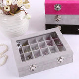 24 Grids Ring Box Jewelry Earrings Necklaces Makeup Case Organizer