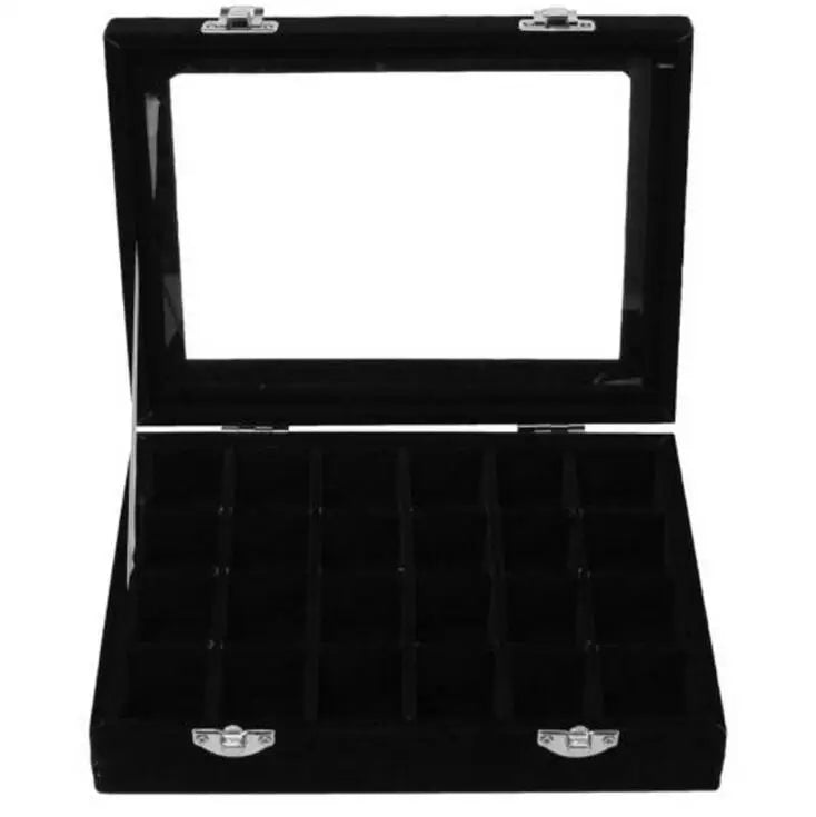 24 Grids Ring Box Jewelry Earrings Necklaces Makeup Case Organizer