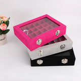 24 Grids Ring Box Jewelry Earrings Necklaces Makeup Case Organizer
