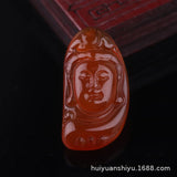 Natural Hand-Carved Jade Chalcedony Guanyin Necklace Pendant Luck