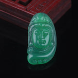 Natural Hand-Carved Jade Chalcedony Guanyin Necklace Pendant Luck
