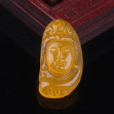 Natural Hand-Carved Jade Chalcedony Guanyin Necklace Pendant Luck