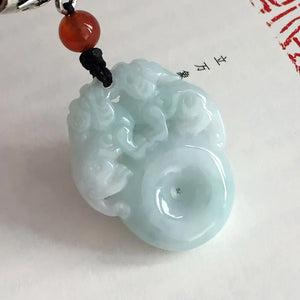 Hand-carved Afghan Jade Yuan Taoist Necklace Pendant Men Women Luck