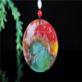 Hand-Carve ChickenBlood Jade Dragon Necklace Pendant Luck Amulet