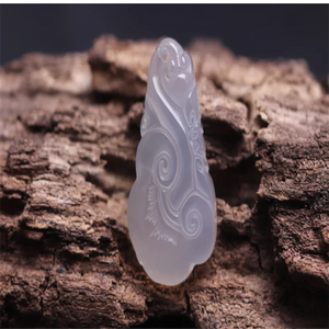 Hand-carved Colorful Chalcedony Ruyi Necklace Pendant Men Women LuckGifts