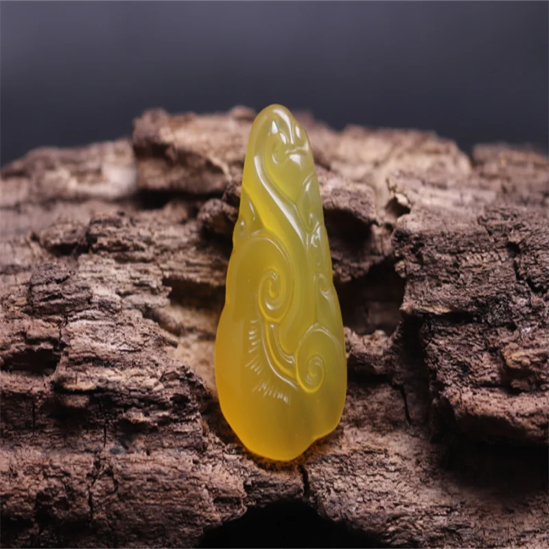 Hand-carved Colorful Chalcedony Ruyi Necklace Pendant Men Women LuckGifts