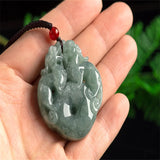 Hand-carved Emerald Double Pixiu Necklace Pendant