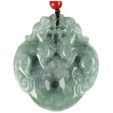 Hand-carved Emerald Double Pixiu Necklace Pendant