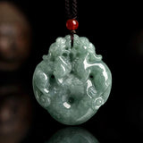 Hand-carved Emerald Double Pixiu Necklace Pendant