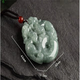 Hand-carved Emerald Double Pixiu Necklace Pendant
