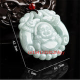 Hand-Carved Emerald Laughing Buddha Necklace Pendant