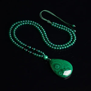 Green Jade Malachite Necklace Pendant Jewelry Men Women Luck