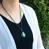 Green Jade Malachite Necklace Pendant Jewelry Men Women Luck