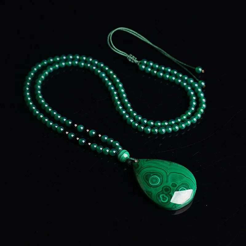 Green Jade Malachite Necklace Pendant Jewelry Men Women Luck