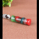 Hand-Carved Hetian Caijade Bamboo Necklace Pendant Men Women Luck Amulet