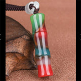 Hand-Carved Hetian Caijade Bamboo Necklace Pendant Men Women Luck Amulet