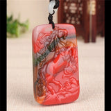 Hand-Carve Hetian Caijade Zodiac Horse Jade Necklace Pendant