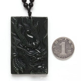 Hand-Carved Hetian Cyan Jade Zodiac Dragon Necklace Pendant