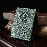 Natural Hetian Cyan Jade Necklace Pendant for Luck