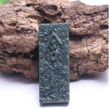 Natural Hetian Cyan Jade Necklace Pendant for Luck
