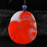 Hand-carved Hetian Colorful Jade Unicorn Pendant Necklace