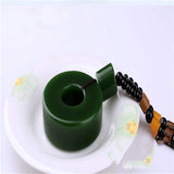 Hand-Carved Hetian Jade Pingan Buckle Green Necklace Pendant