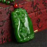 Hand-Carved Hetian Jade Plum Blossom Necklace Pendant