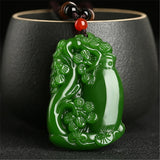 Hand-Carved Hetian Jade Plum Blossom Necklace Pendant