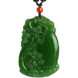 Hand-Carved Hetian Jade Plum Blossom Necklace Pendant