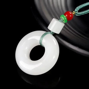 Hand-Carved Hetian Jade Necklace Pendant for Luck