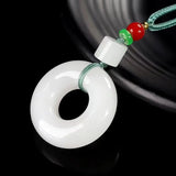 Hand-Carved Hetian Jade Necklace Pendant for Luck