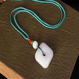 Hand-Carved Hetian Jade Necklace Pendant for Luck