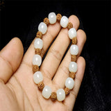 Natural Hetian Jade Round Beads Bracelet Luck