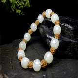 Natural Hetian Jade Round Beads Bracelet Luck