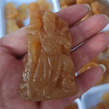 Hand-Carved Huanglong Jade Guan Gongwu God of Wealth Necklace Pendant