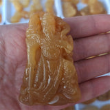 Hand-Carved Huanglong Jade Guan Gongwu God of Wealth Necklace Pendant