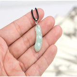 Hand-Carved Ice Jade Green Clip Bean Necklace Pendant