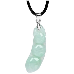 Hand-Carved Ice Jade Green Clip Bean Necklace Pendant