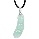 Hand-Carved Ice Jade Green Clip Bean Necklace Pendant