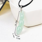 Hand-Carved Ice Jade Green Clip Bean Necklace Pendant