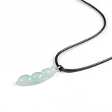Hand-Carved Ice Jade Green Clip Bean Necklace Pendant