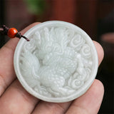 Hand-carve Ice Species Emerald qilin Necklace Pendant jewelry Men Women