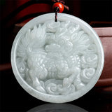 Hand-carved Ice Species Emerald Qilin Necklace Pendant