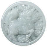Hand-carve Ice Species Emerald qilin Necklace Pendant jewelry Men Women