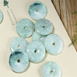 Hand-Carved Jade Emerald Safety Round Buckle Necklace Pendant