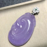 Hand-carved Jadeite Violet Jade Ruyi Necklace Pendant